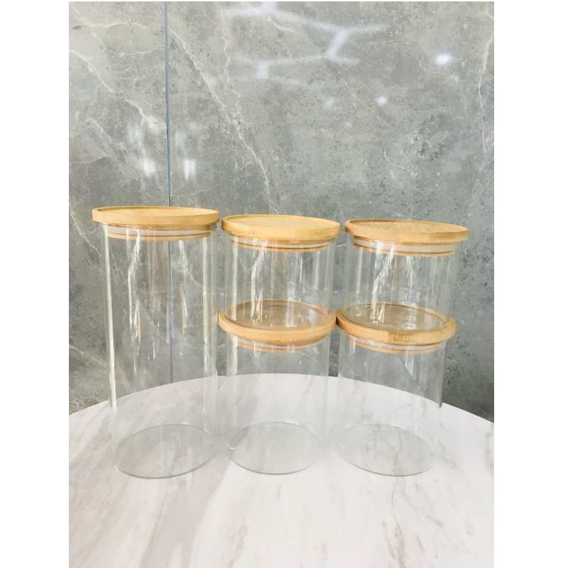 Cea mai bună calitate Clear Depozitare de bucătărie din sticlă Canister Set Set