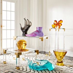 Masă laterală de lux Pensulă consola de alamă Masă de cafea contemporană Nordică