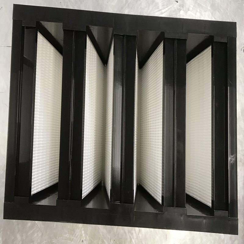 Eficiența medie F7 Cadru din plastic 592 x 592x 292mm Mini-plisat Compact 4 V Bank HVAC Filtru de aer
