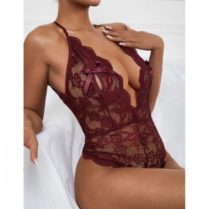 Halter Lace Sexy Backlessless Lace One-Piece Femeie Sexy Lingerie Lace de decorare