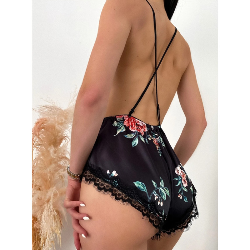 Sexy Hollow Out Floral Bodysuit High Cut V Neck Lenjerie Teddy Ultra subțire respirabil Femei Erotic Sexy LingerieHot Produse
