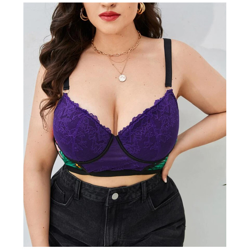 Plus Lace florale subwire sutien