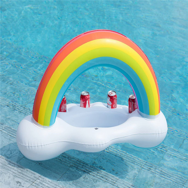 Băuturi bare de fructe de fructe, curcubeu plutitoare gonflabile, suport pentru bea de bea pentru piscină