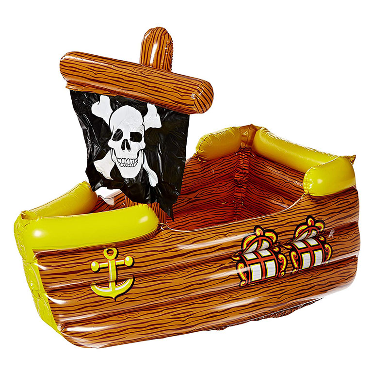 Gonflabile pvc maro și galben pirate pirate cu pavilion încrucișat, partidul decorativ bea cooler jucărie