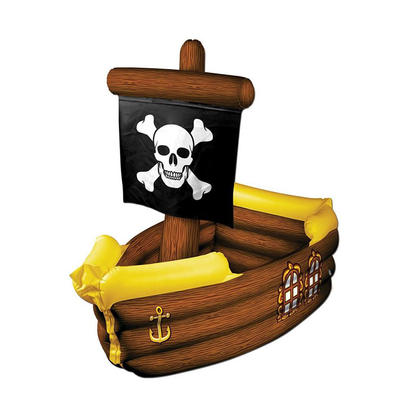 Gonflabile pvc maro și galben pirate pirate cu pavilion încrucișat, partidul decorativ bea cooler jucărie