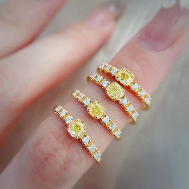 Moda bijuterii producător 18k/14k/10k/9k aur un singur galben diamant piatră femei de aur inele design