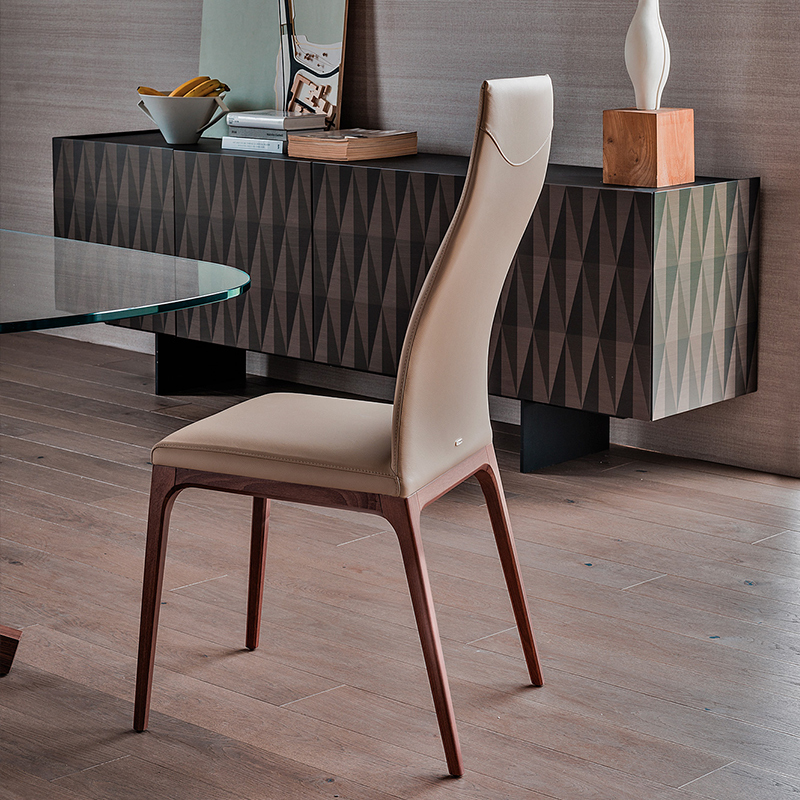 Mobilier pentru casă scaune din piele modernă din piele înaltă spate scaun de luat masa de lux italian