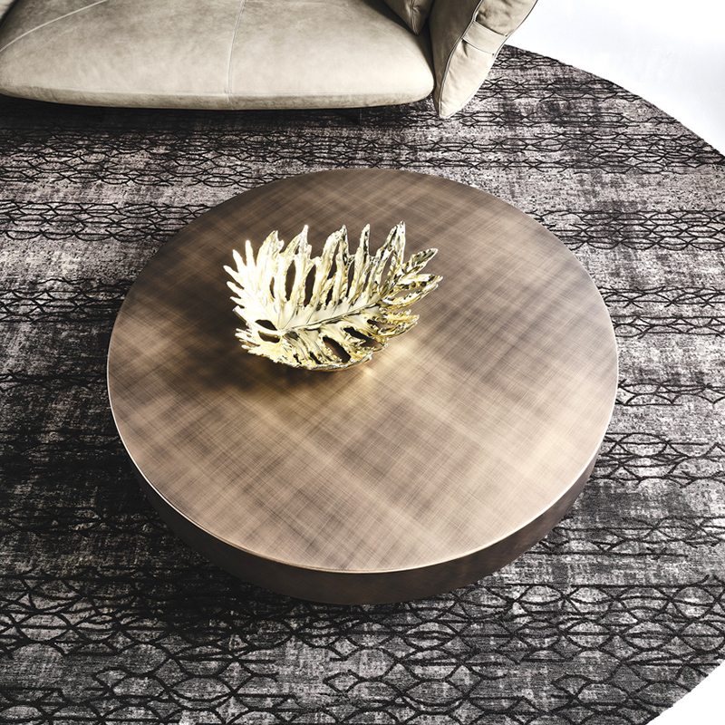Design italian modern rotativ din sticlă tabel auriu metal din oțel inoxidabil din oțel inoxidabil de lux de cafea rotundă