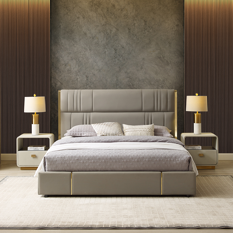 Hotel italian pat modern din piele 1,8 m dublu pat de lux King size Dimensiune Mobilier pentru dormitor