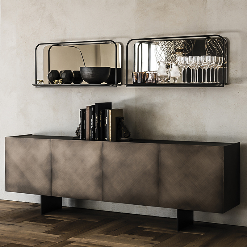 designer italian retro aur metal credenza în plus dulap de bord de lux