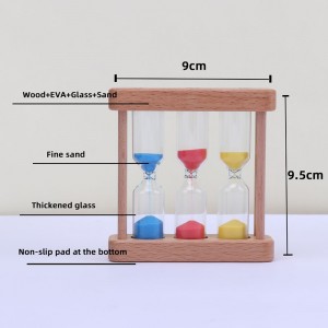 Fabrica poate fi personalizată 3 în 1 oră de clepsidră din lemn cronometru denisip pentru bucătărie pentru bucătărie creativă europeană din lemn rotativ cronometru de clepsidră