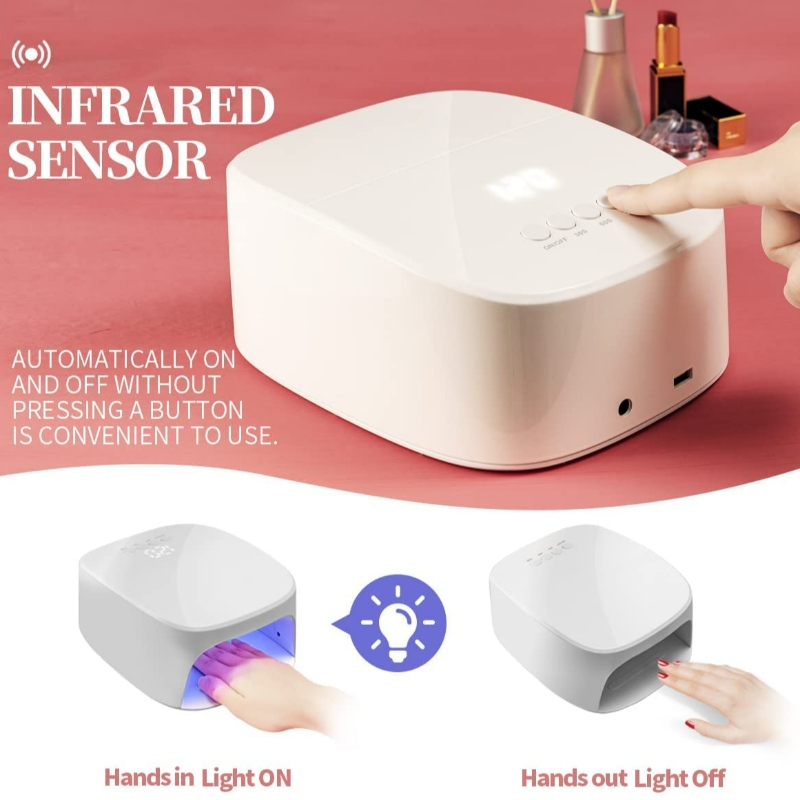 M&R P30PRO Lampa cu unghii cu LED fără fir, 60W reîncărcabile lumină UV pentru unghii Uscătorul de unghii LED fără fir cu port USB pentru încărcarea telefonului și burghie de unghii, lampa profesională de unghii pentru lacuri de unghii cu gel