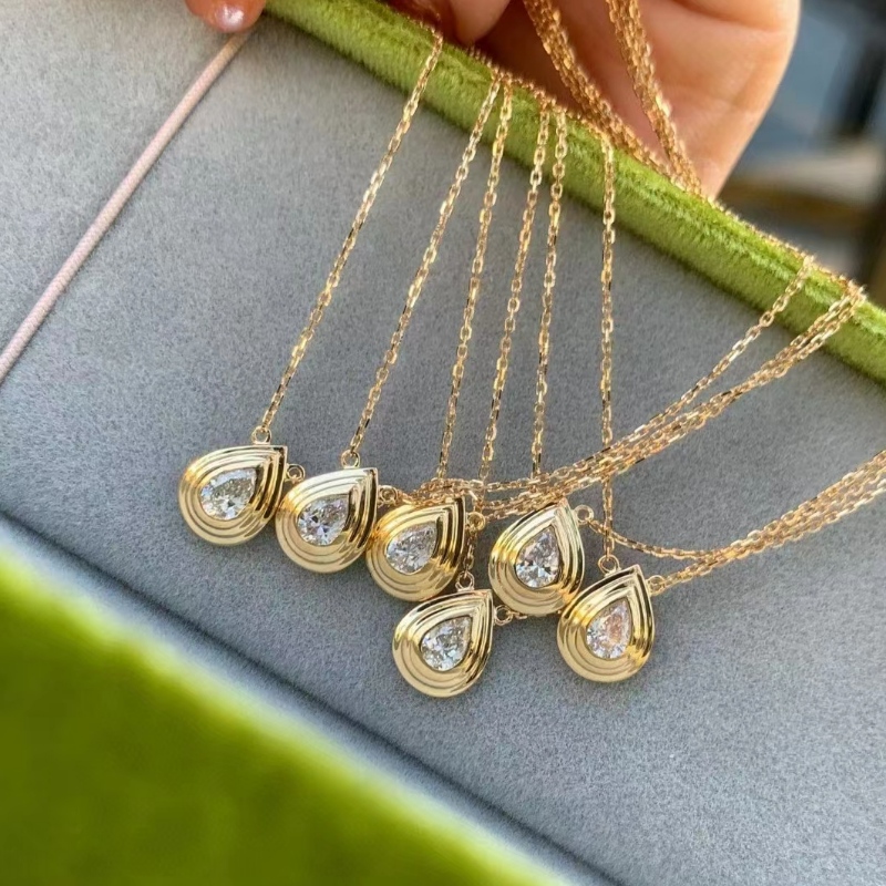 Tuochen Bijuterii Waterdrop, pandantiv prințesă, 18k/14k/10k aur galben cu bijuterii cu colier cu diamante
