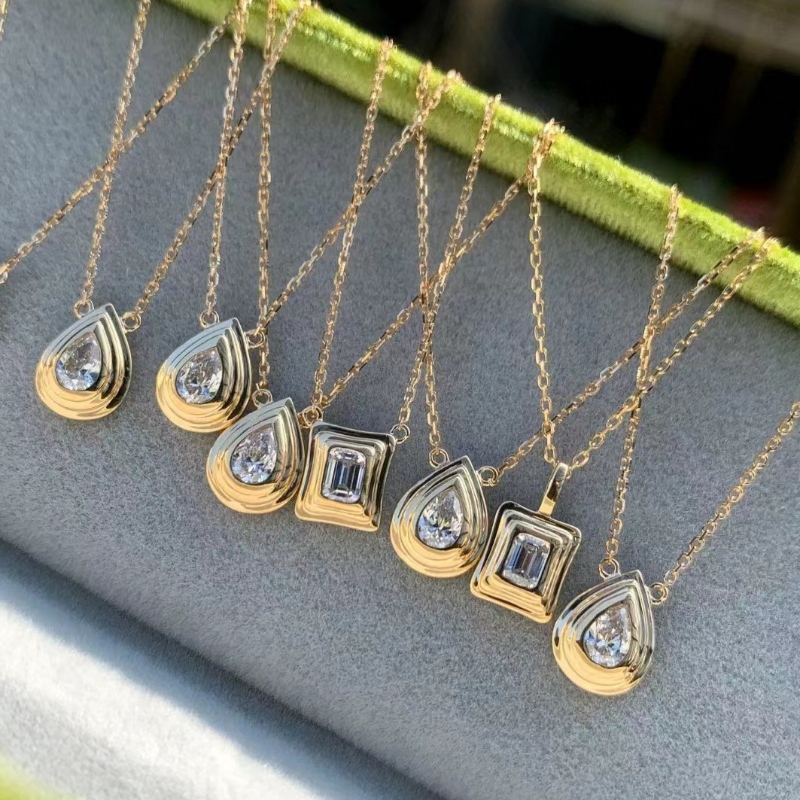 Tuochen Bijuterii Waterdrop, pandantiv prințesă, 18k/14k/10k aur galben cu bijuterii cu colier cu diamante