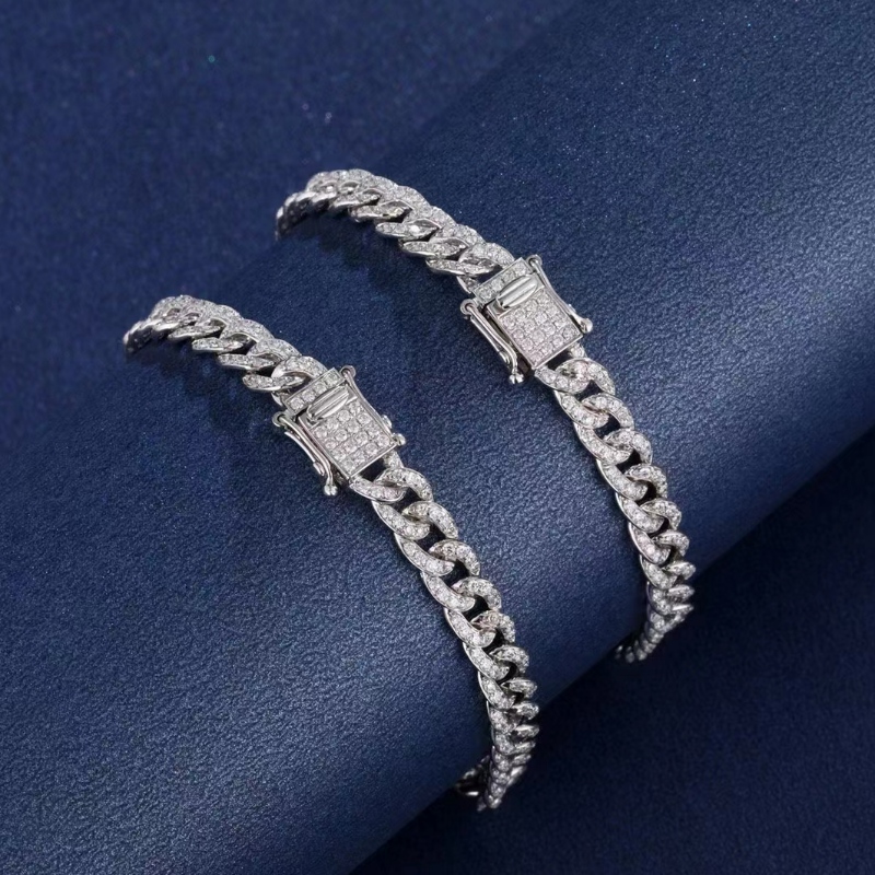 Bijuterii Tuochen 18k/14k/10k auriu brățară cubaneză cu diamant/moissanite piatră pentru om