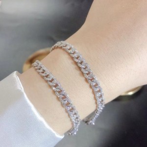 Bijuterii Tuochen 18k/14k/10k auriu brățară cubaneză cu diamant/moissanite piatră pentru om