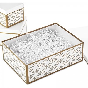 Cutii cadou cuibărite cu capac și umplutură (set de 3, alb și aur, dimensiuni asortate) pentrununți, dușuri de mireasă, domnișoare de onoare, Crăciun, Hanukkah, zile denaștere, Ziua Îndrăgostiților \\\\\\\\\\\\