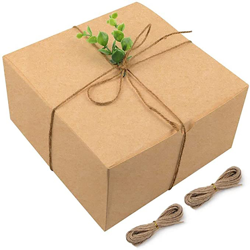Moretoes Brown Cutii cadou Kraft Pack 8x8x4 inci, cutii de carton cadou de hârtie cu capace pentru cadouri de Crăciun, cutii de propuneri de onoare de onoare, cutii de cupcake, cutie cadou de artizanat