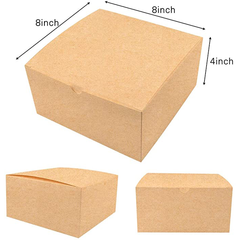 Moretoes Brown Cutii cadou Kraft Pack 8x8x4 inci, cutii de carton cadou de hârtie cu capace pentru cadouri de Crăciun, cutii de propuneri de onoare de onoare, cutii de cupcake, cutie cadou de artizanat