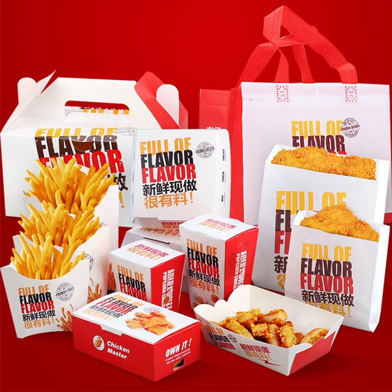 Food Food Kraft Paper Cutie de prânz Fried Chicken Burger Cutie de ambalare franceză Friede Cutie Pizza Bile de caracatiță Cutie de ambalare