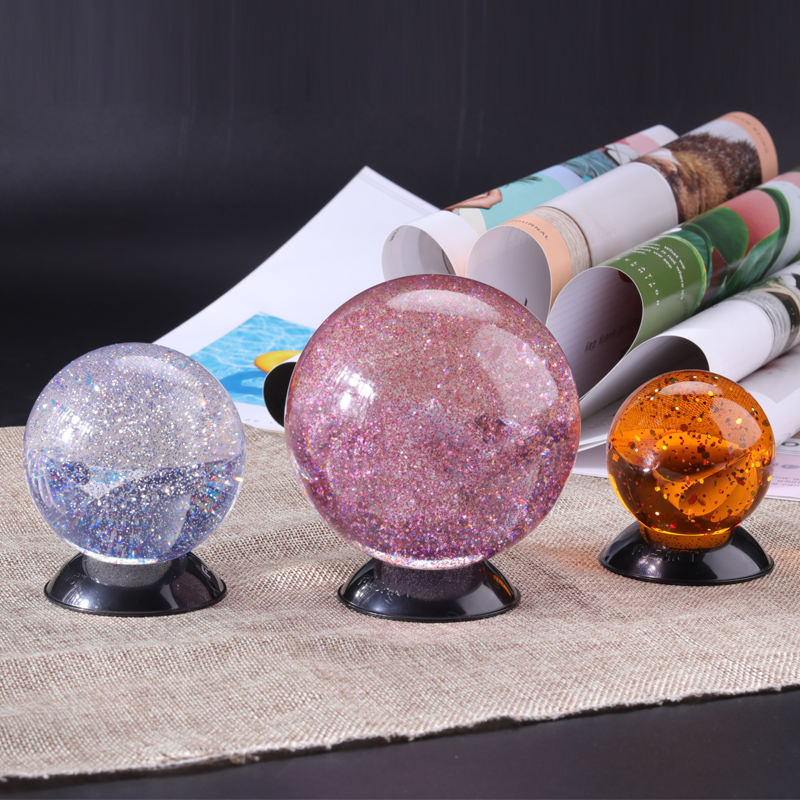 Fabrica de decorare cu ridicata cu ridicata Pulbere de sclipici în interiorul bilă de cristal din plastic acrilic