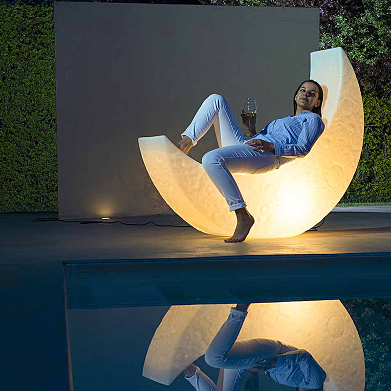 Petrecere LED Luminous Scaun în aer liber/indoor Plastic Moon Lampa Luminous LED Lună scaun balansoar