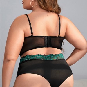 Floral Dantelă Push-Up Set de lenjerie sexy cu un inel de picior de pereche