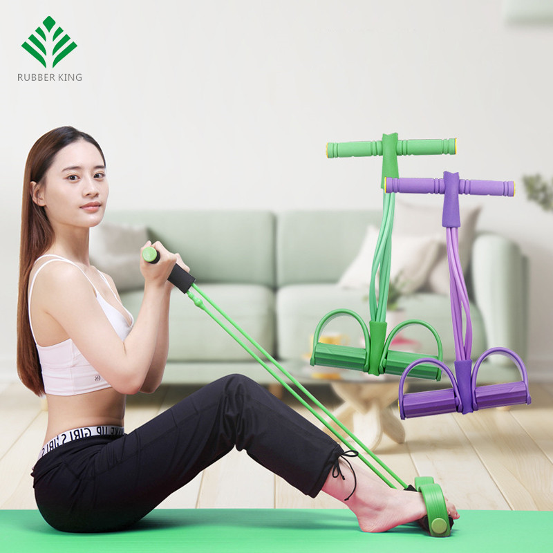 Elastic Sit Up Trage Frângh-Abdominal Exercitator, 4 tuburi elastice Stai Up Pull Frânghie cu pedală pentru Fitness pentru Slimting Slimming Training Yoga Echipament de yoga