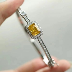 Sterling Silver 925 cu brățară cu diamante colorate cu conținut ridicat de carbon