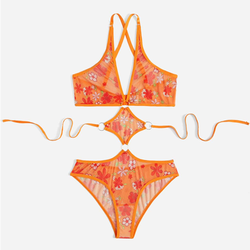 Set de lenjerie pentru bandaj sexy pentru tipărire florală