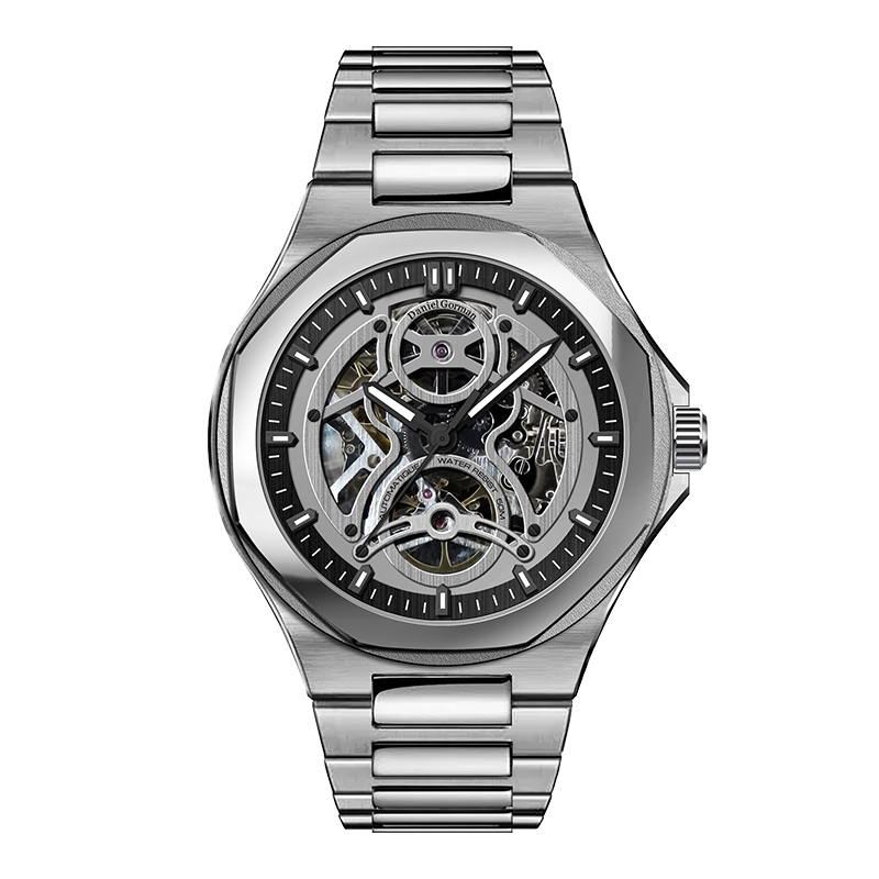 Daniel Gorman DG9111 Luxy Mechanical Hollow Out Watch Watch Watch \\'s Waterproof Watch Leisure Luminous Oțel inoxidabil curea de top