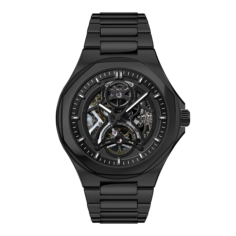 Daniel Gorman DG9111 Luxy Mechanical Hollow Out Watch Watch Watch \\'s Waterproof Watch Leisure Luminous Oțel inoxidabil curea de top