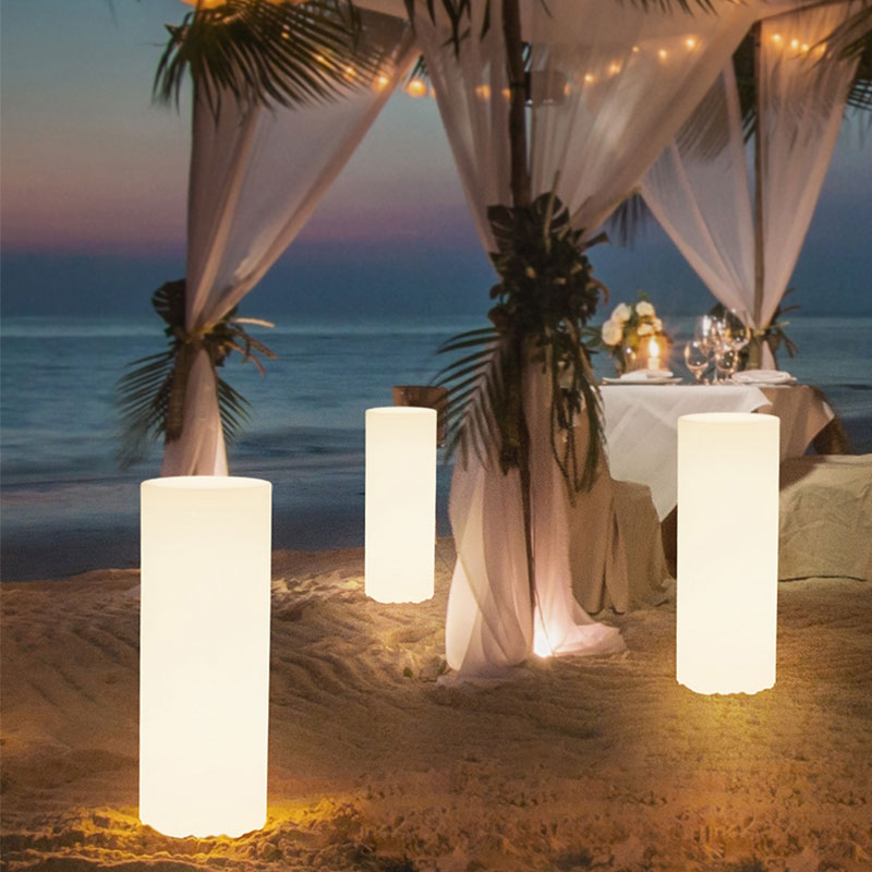 LED -uri în aer liber de artă de grădină lumini RGB Schimbare culoare cilindrică lampă de podea cu baterie impermeabilă cu telecomandă pentru decor de grădină, comerț,nuntă, sărbătoare