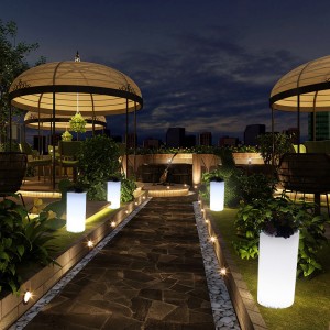 vase cu flori luminate cu LED -uri cu grădină în aer liber, RGB Color Schimbarea plasticului LED vase iluminate pentrununtă, petrecere de evenimente, hotel, cumpărături de deschidere a ceremoniei de deschidere (IP68 impermeabil)