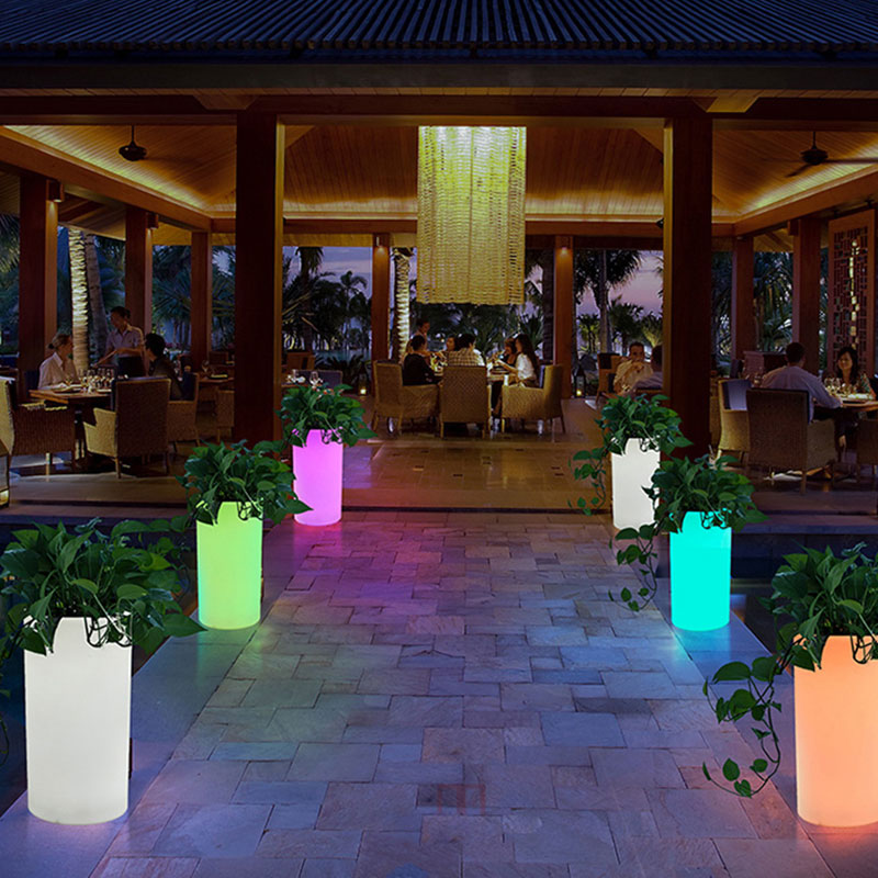 vase cu flori luminate cu LED -uri cu grădină în aer liber, RGB Color Schimbarea plasticului LED vase iluminate pentrununtă, petrecere de evenimente, hotel, cumpărături de deschidere a ceremoniei de deschidere (IP68 impermeabil)
