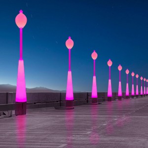 Lumină de stradă LED de grădină în aer liber, cu stâlp, 60W RGB Color Schimbarea frumoasă a luminii de stradă impermeabile pentru grădină, terasă, parc, școală, gazon, vilă, iluminare de stradă și decor