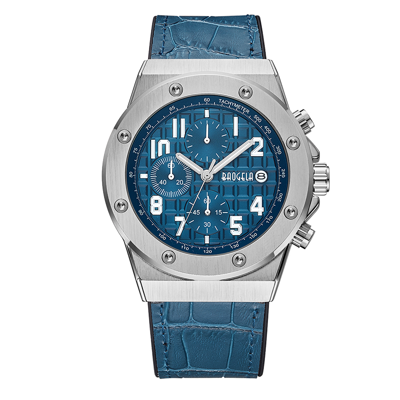 BAOGELA MEN \\'S Chronograph Quartz Ceasuri 2022 NOU SPORT IPURAF SPORTIE CASC CASC CAZ COMPLETĂ CÂND CUMPĂRĂ PIELE 1805 BLUE