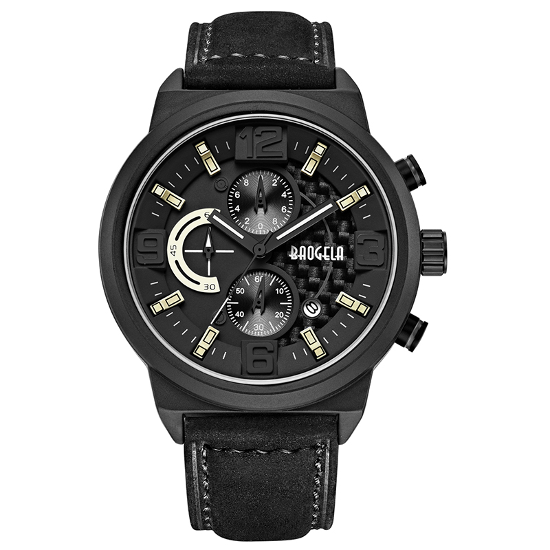 Baogela Men \\ Black Sports Quartz Quartz Watch Leisure Fashion Analog Timing Timing Afișare Men \\'s Watch 1709 Black Blue