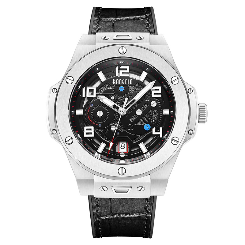 Ceas mecanic Baogela Men \\ Watch Mechanical Hollow Fashion Men \\ Luminous Dial mare 50m Waterproof Watch 2001 Negru