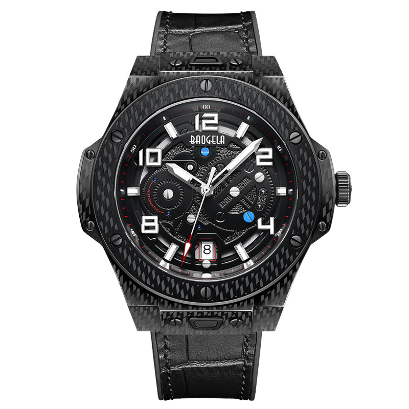 Ceas mecanic Baogela Men \\ Watch Mechanical Hollow Fashion Men \\ Luminous Dial mare 50m Waterproof Watch 2001 Negru