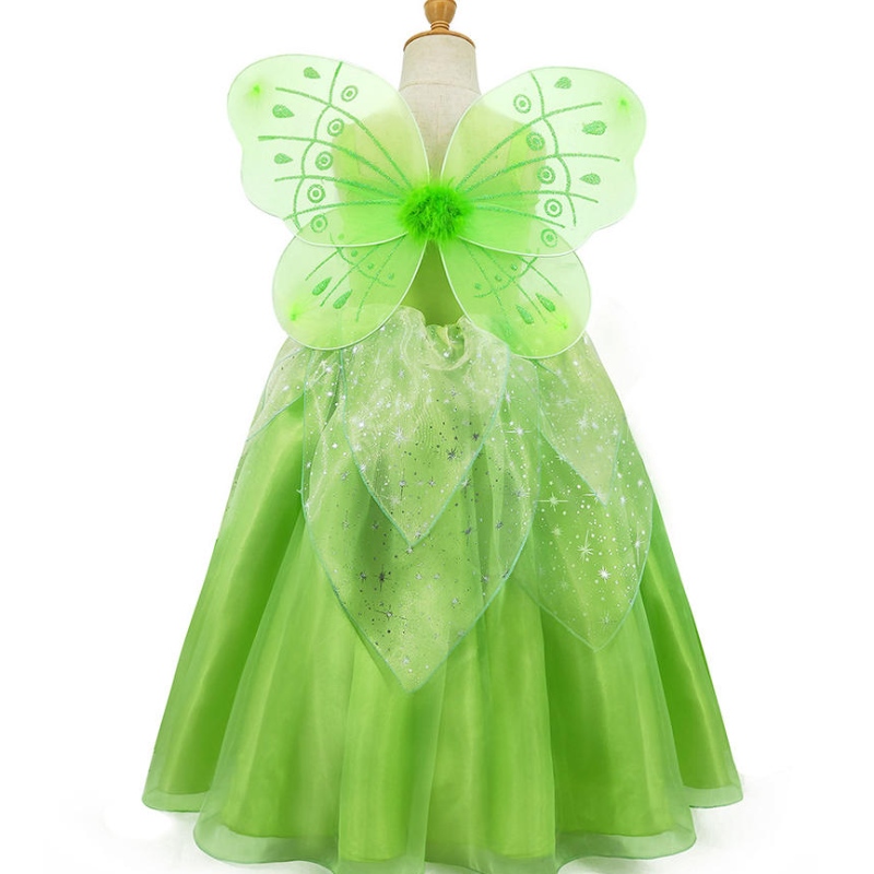 Fata Flower Fairy Tinker Bell Dress Up Kids Princess Girl Cosplay cu aripi Halloween Costum Rochie