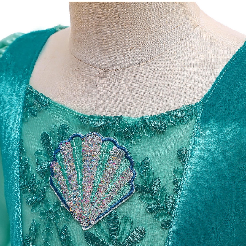 Costum de sirenă de Halloween pentru fete Prințesa Ariel Rochie Ball Copii Copii Petreceți Privire Broderie Carnaval Rochii de petrecere 3 - 14 piese