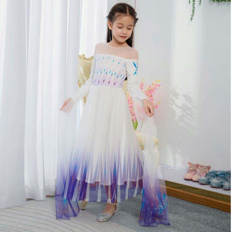 Baige New Design Fete Anna White Rochie Cosplay Party Dress Up Princess Elsa Movie Copii Copii