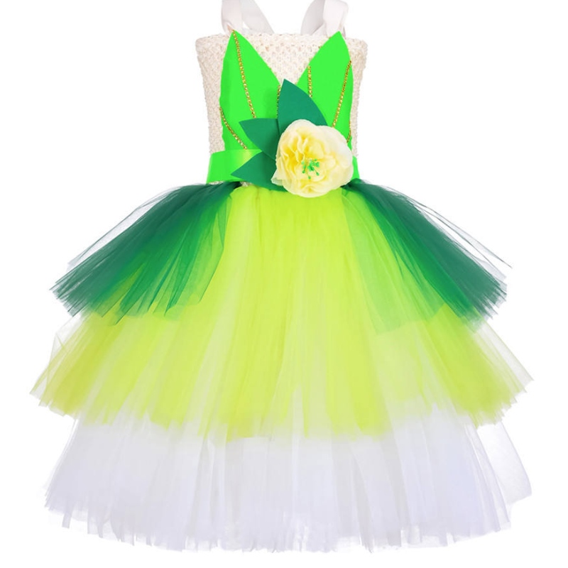 Halloween Cosplay Prințesa fetelor pentru fete Partea Verde Fâna Fairy Tinker Bell Rochie Elf Costum cu seturi de aripi de fluturi