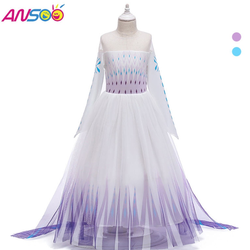 Ansoo Snow Queen 2 Cosplay Girls Rochie de vară Casual Casual Prințesa Dress Party Party Costum de performanță 4-12 ani pentru copii rochii elsa