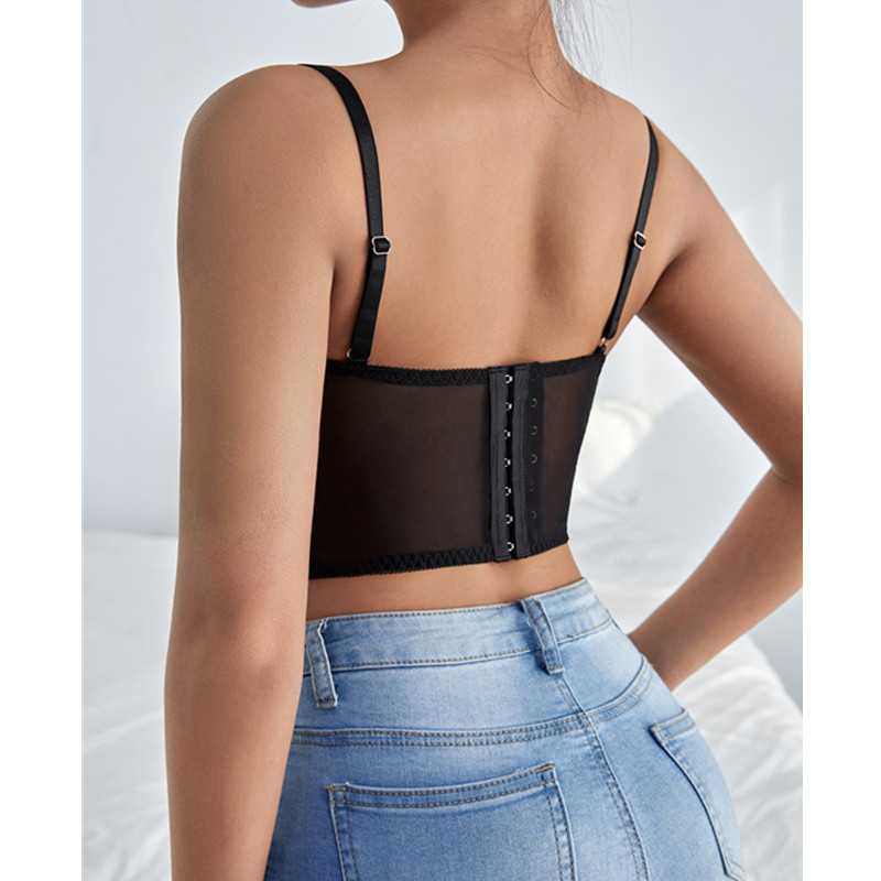 Plină de contrast solid de dantelă de dantelă cu o pereche de garter