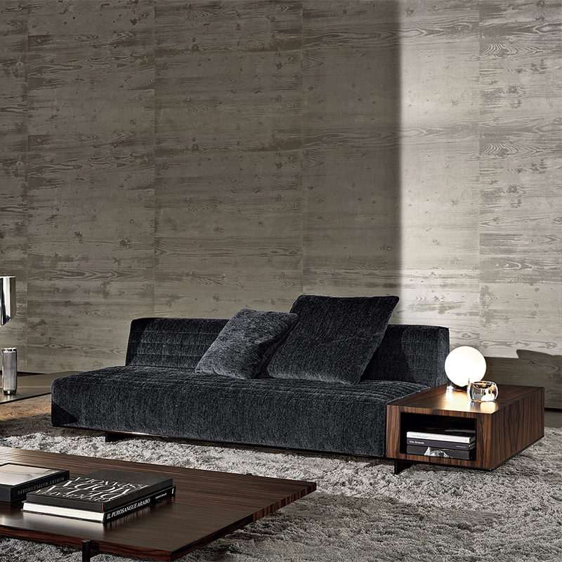 Italian Minotti Modern Bumbacnegru și canapea de lenjerie din țesătură set de secțiune