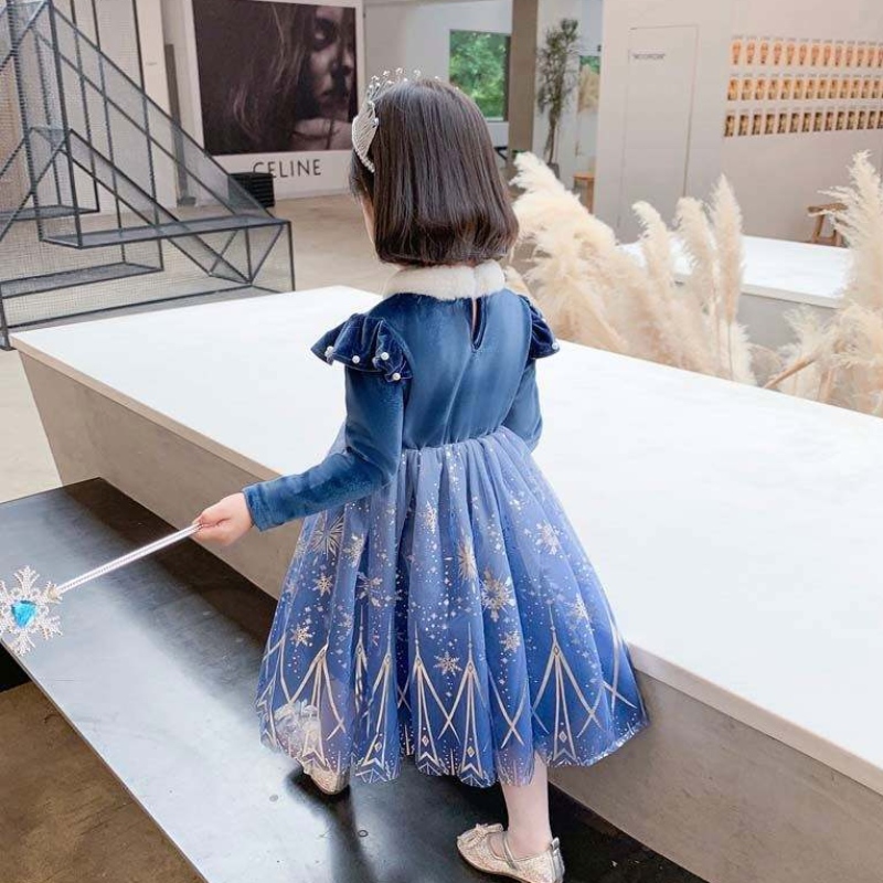 Idei de cadouri lungi dantelă de dantelă de bling cu paiete scindate ana elsa rochie hcgd-033