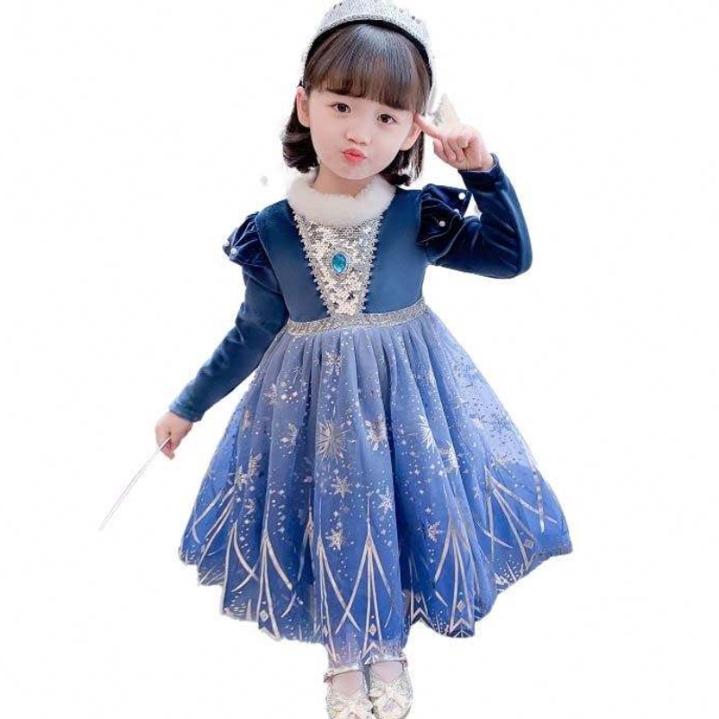 Idei de cadouri lungi dantelă de dantelă de bling cu paiete scindate ana elsa rochie hcgd-033