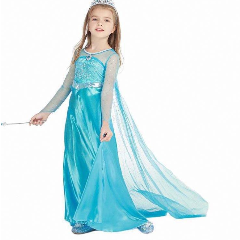 Copiii pentru copii Costum pentru copii Costum cu mânecă lungă pentru fete elsa setnoua rochie Elsa Anna 3-8t HCGD-001